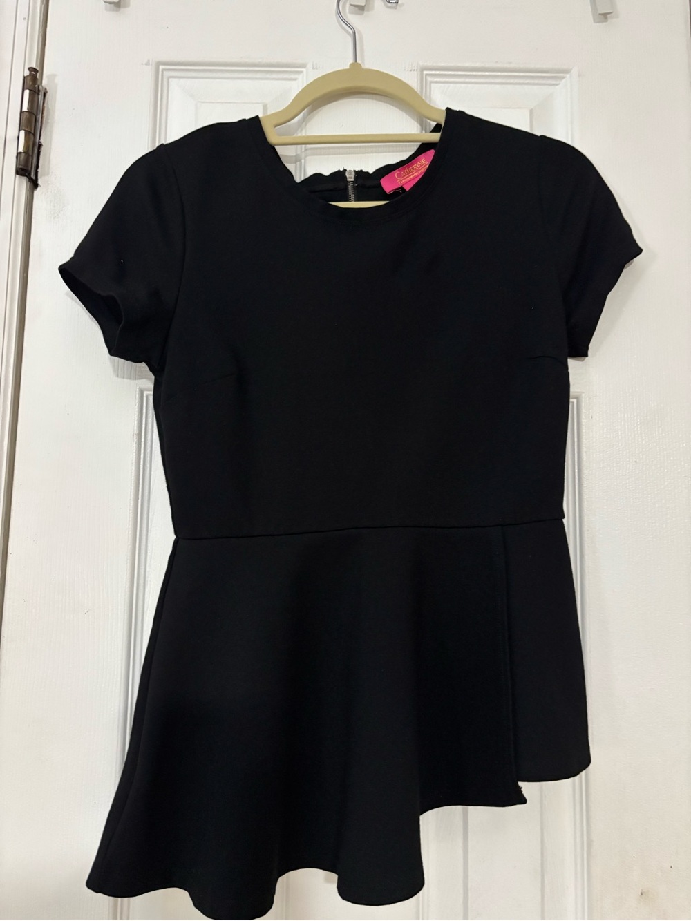 Catherine Malandrino Black Short-Sleeve Peplum Tunic